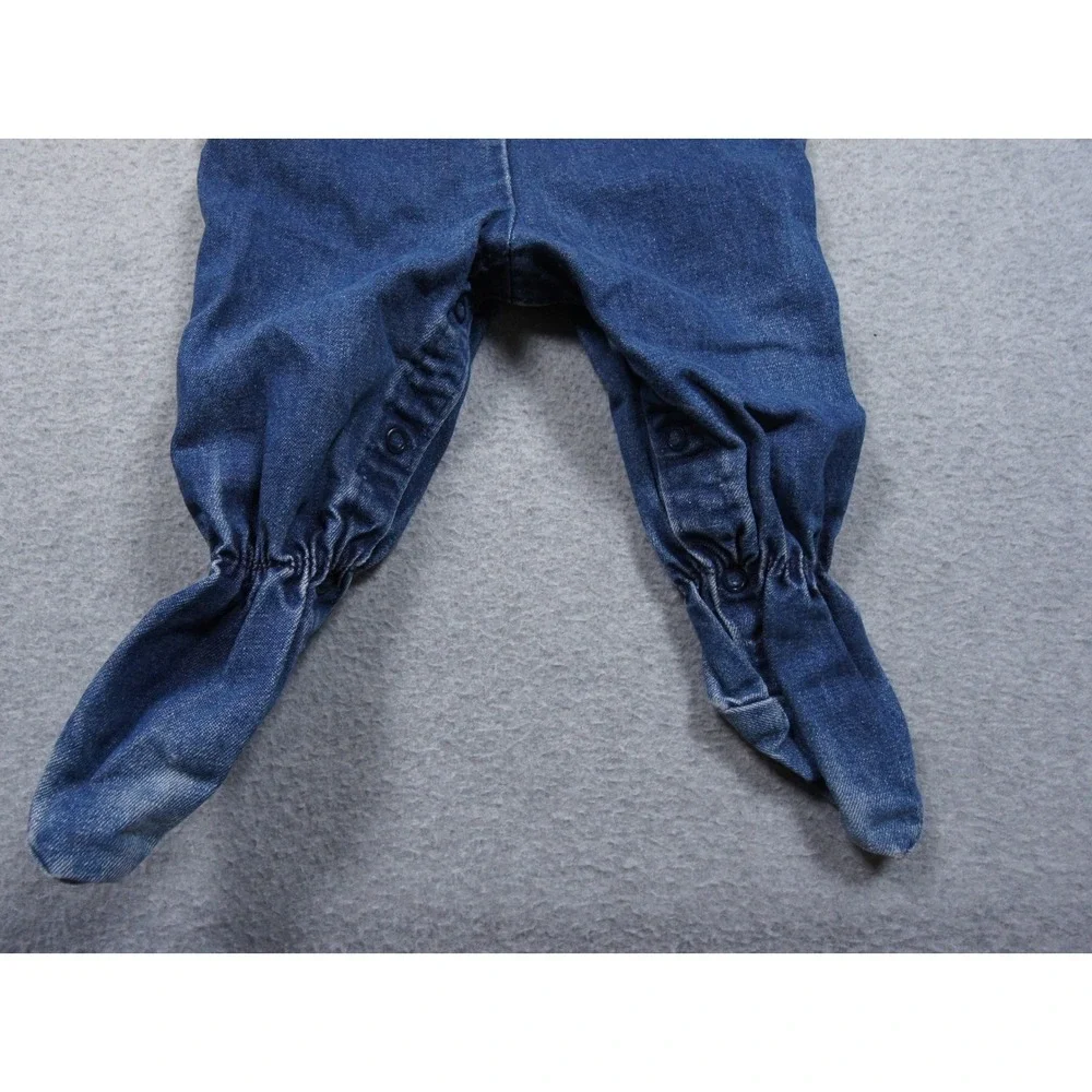 Vintage OshKosh Bgosh Vestbak Denim Footed Overalls Blue Made in USA 6-9 Months